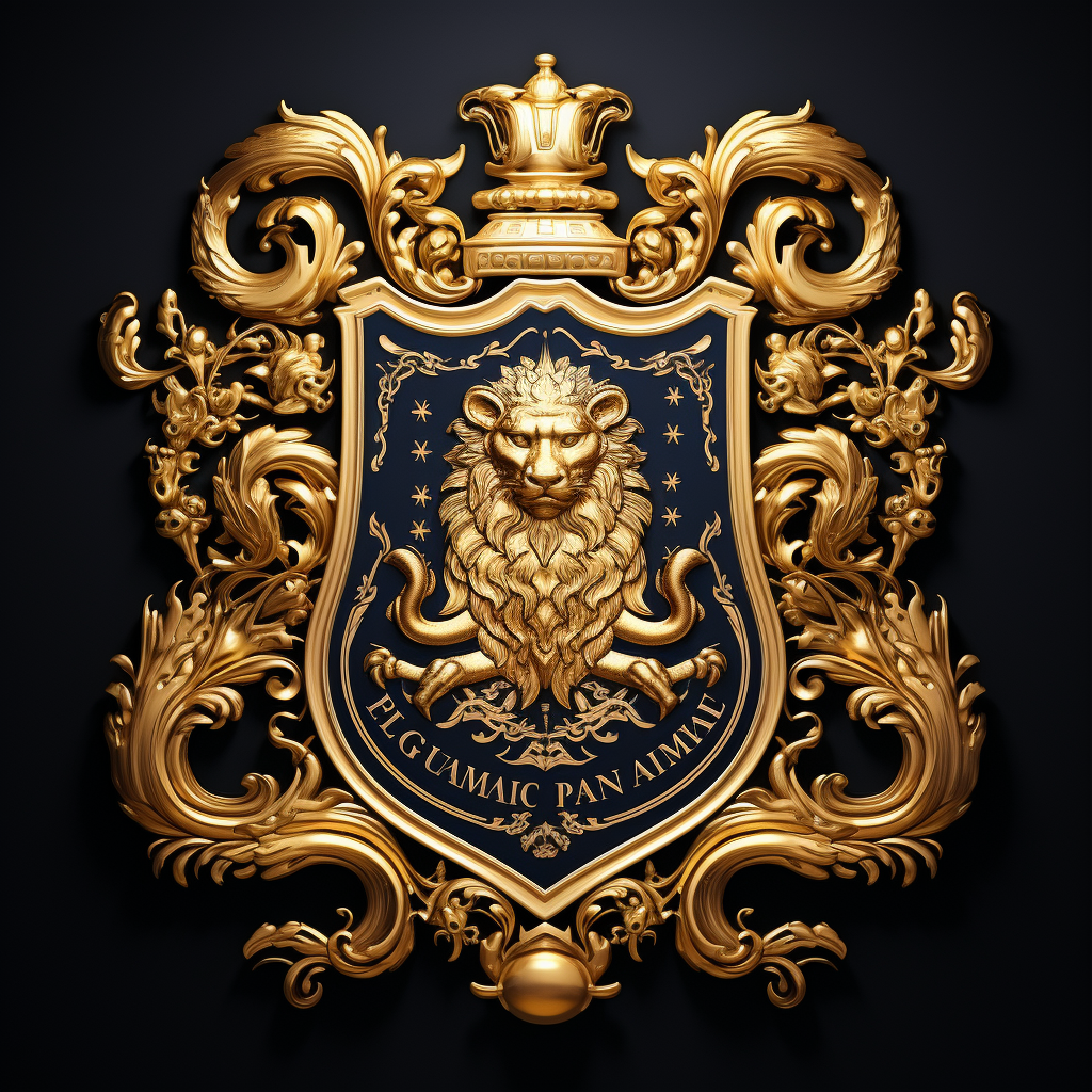 France map with royal coat of arms and golden jaguar