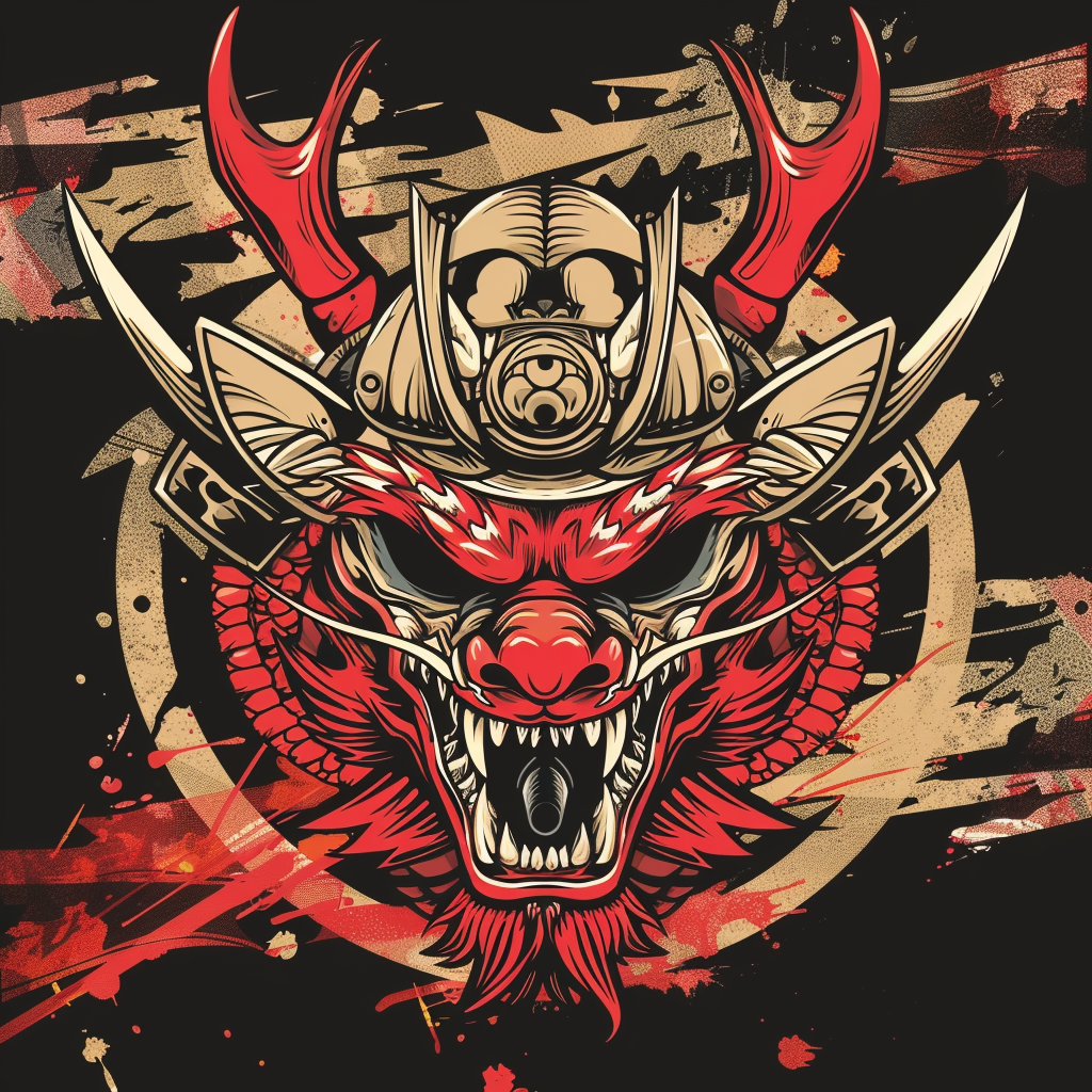 Aggressive Japanese Dragon Mask Logo