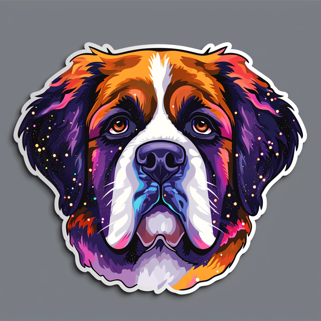 Emblem Saint Bernard with Starry Night Background