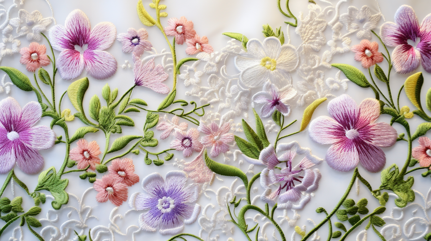 Beautiful embroidered white flower in Victorian style