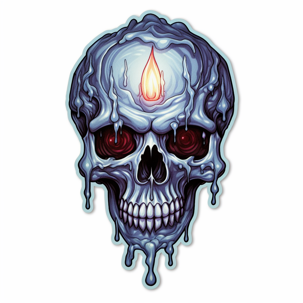 Detailed embroidery skull with melting candle