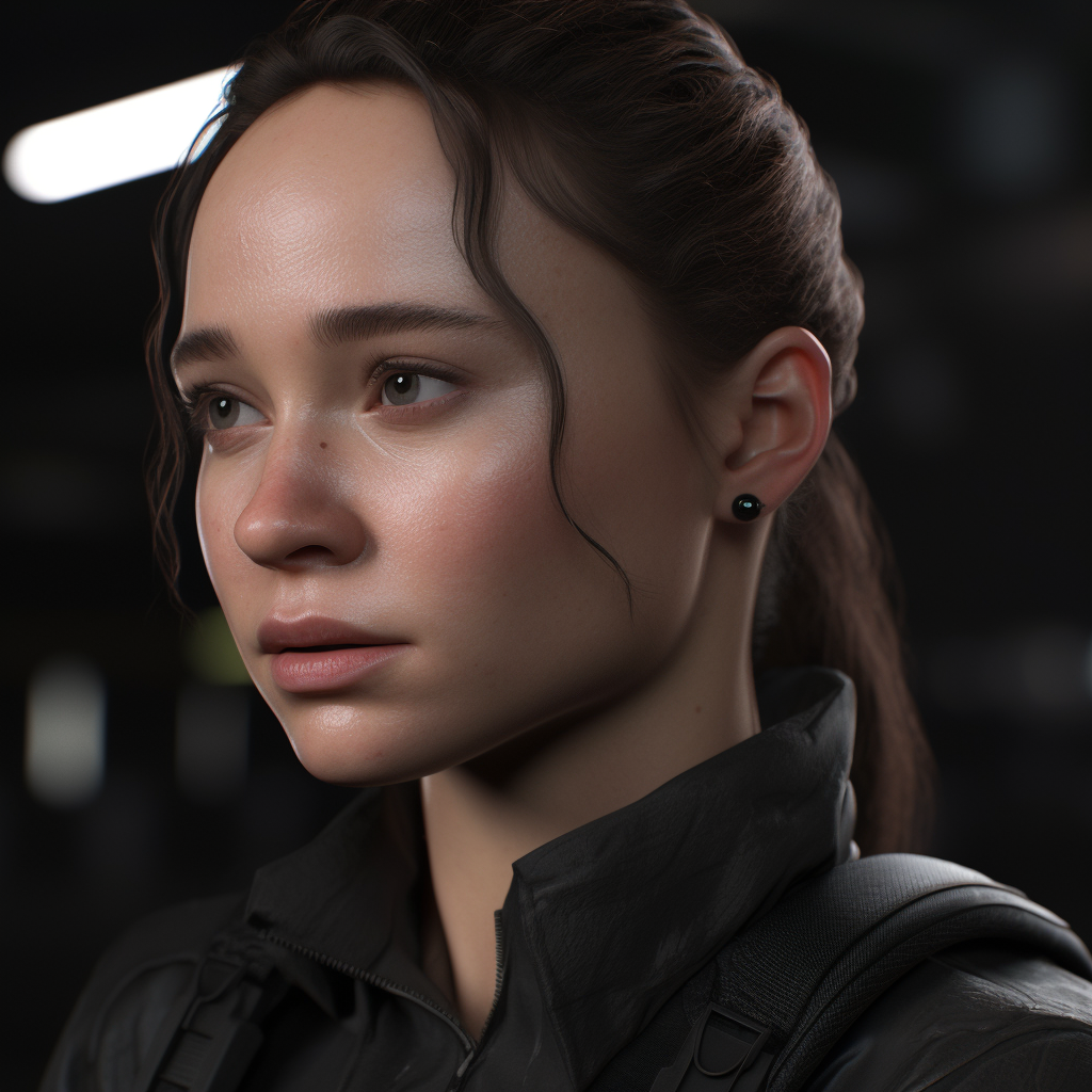 Close-up of Emilia Clark in special agent gear  ?