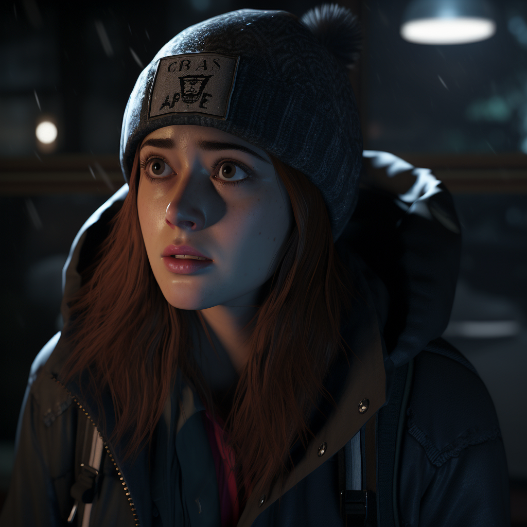 Close Up of Emily Looking Anxious in Until Dawn