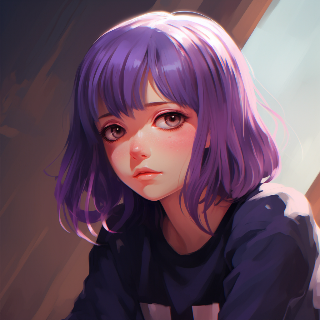 Emo anime girl with purple hair