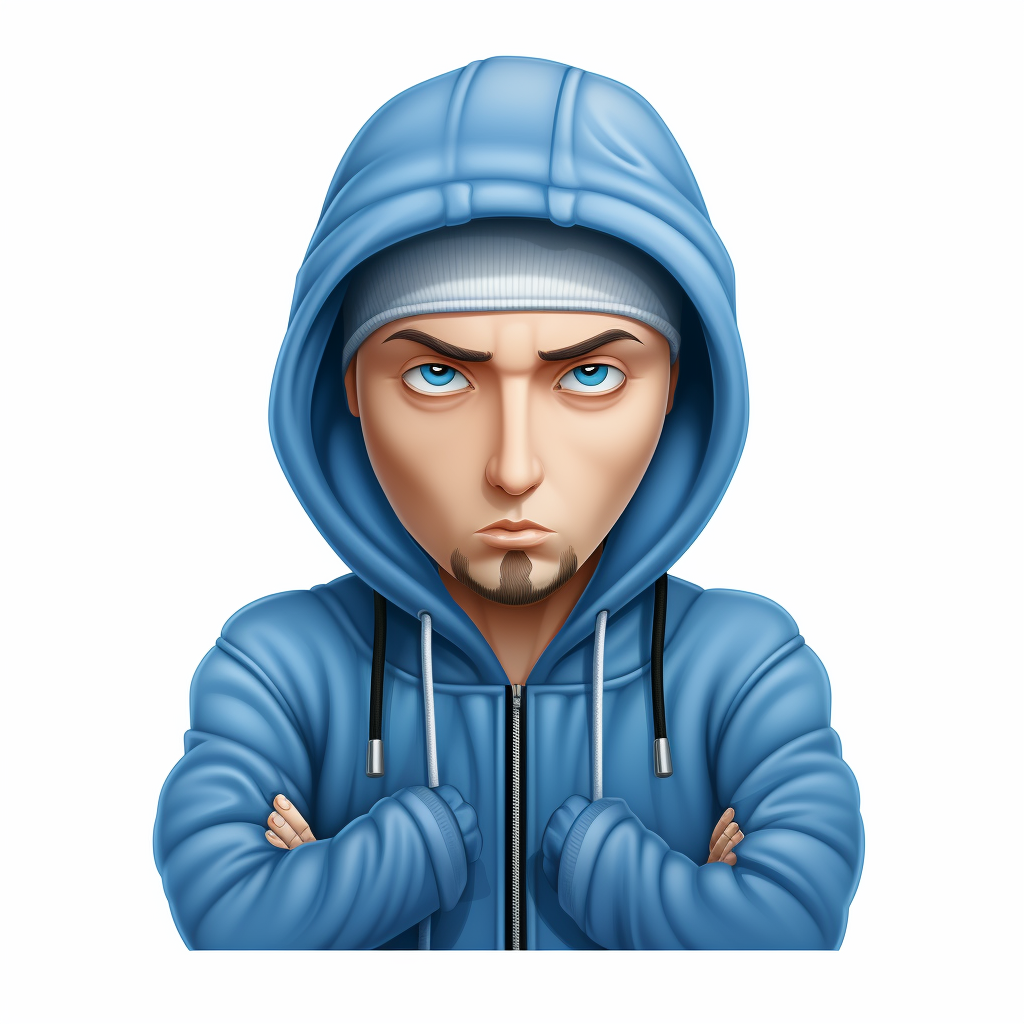 Eminem cartoon with emoji expression