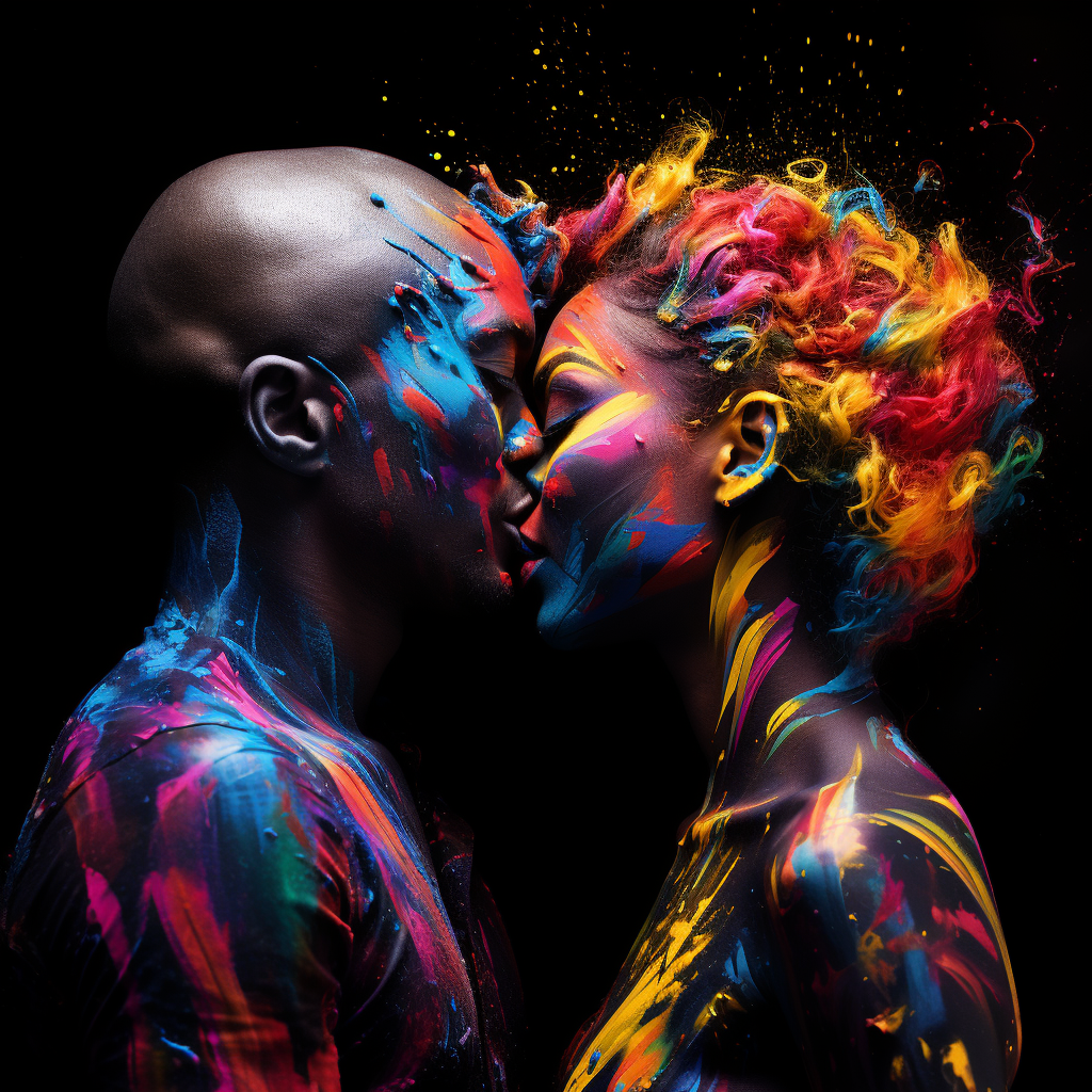 Emotional LGBT love on black background