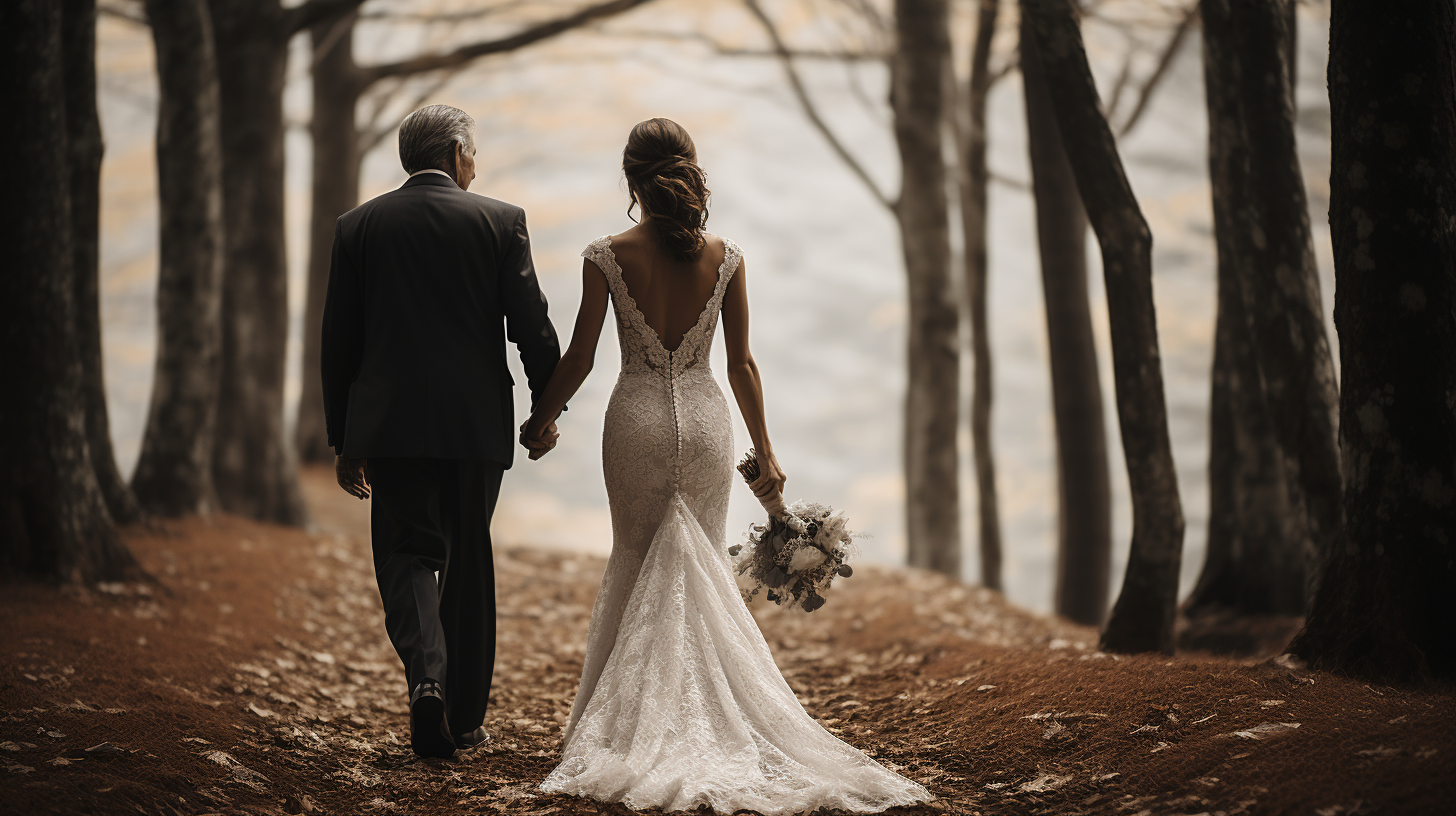 Bride and Father Walking Together