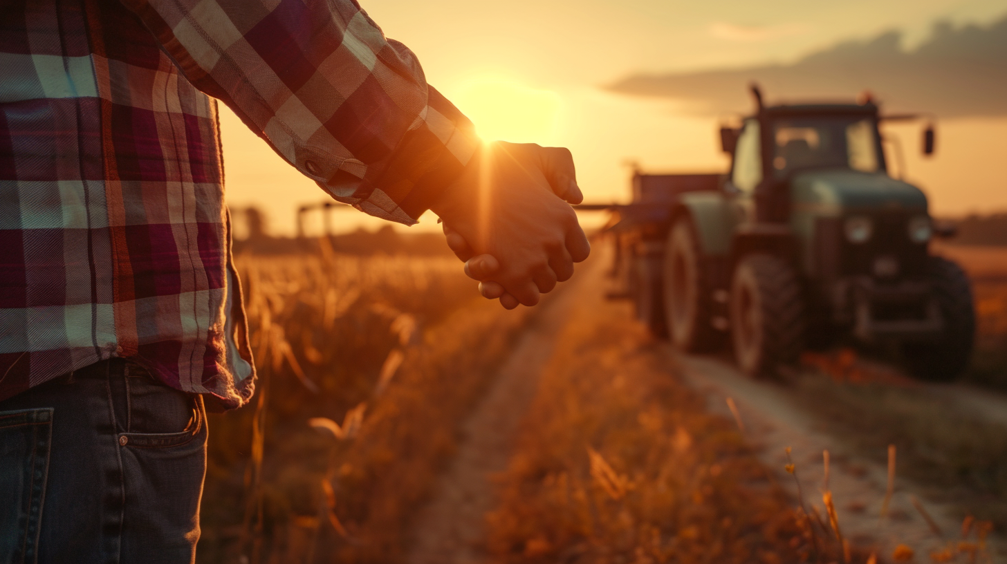 Emotional Handshake Farmer Truckdriver Tractor Editorial