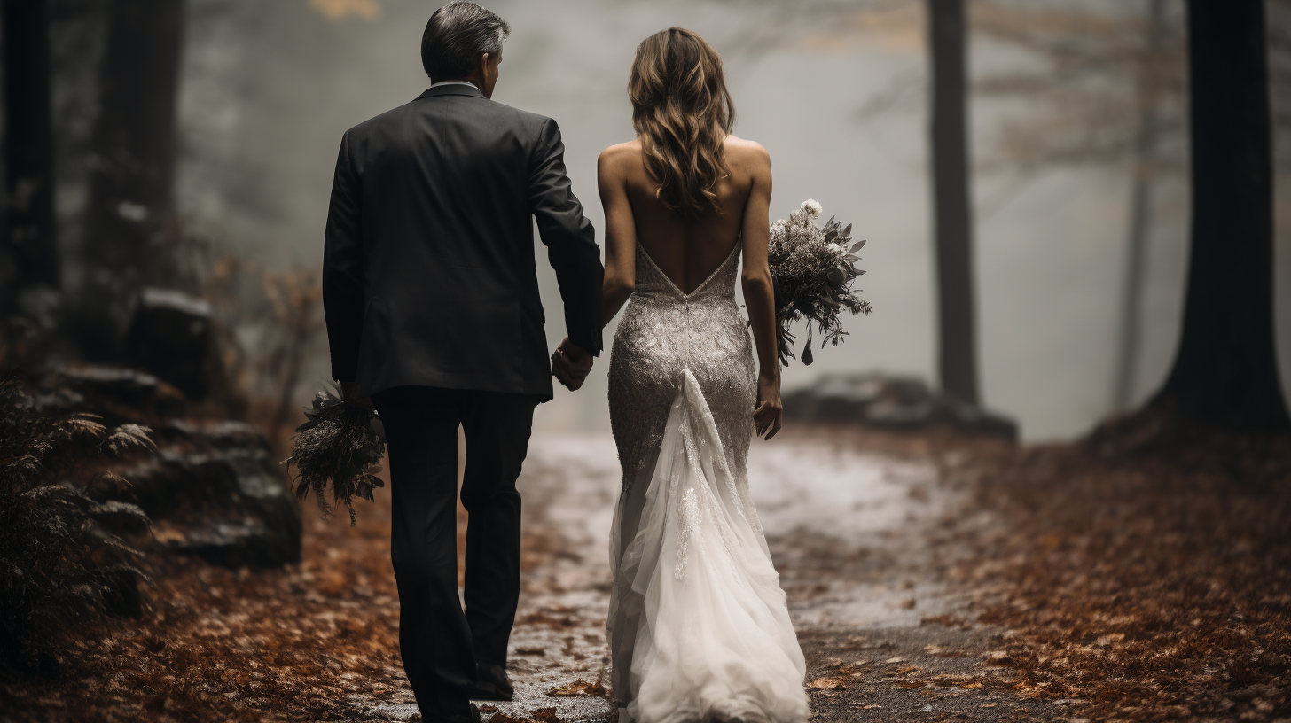 Bride and Father Walking on Wedding Day