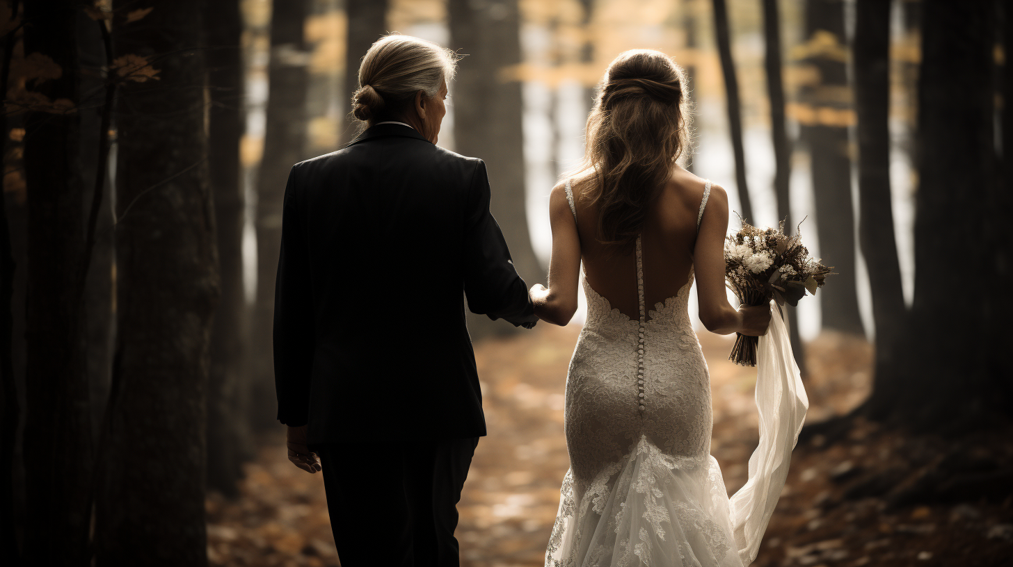 Bride and Father Sharing Lovely Wedding Moment