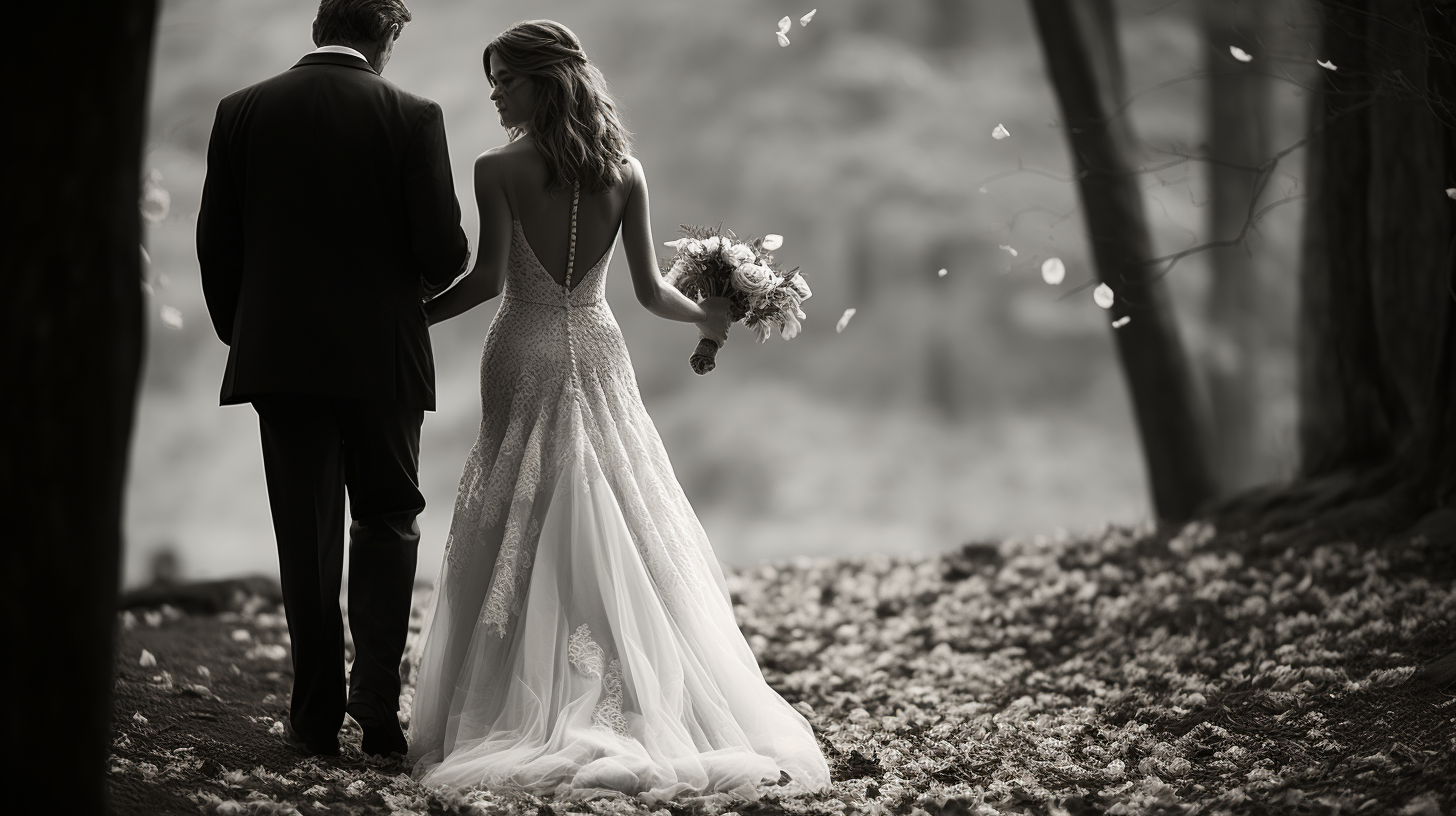 Bride and her father walking on wedding day