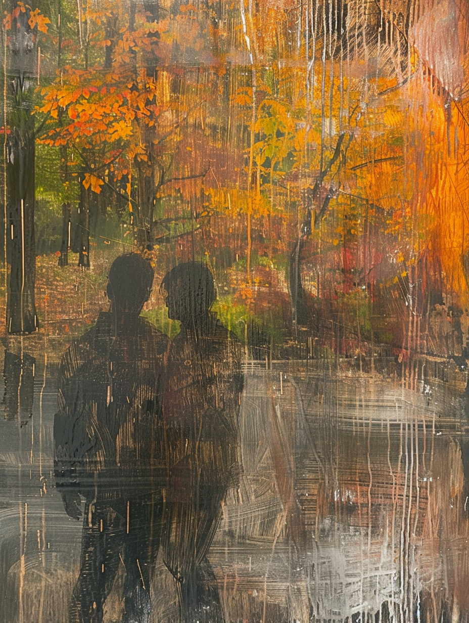 Emotional Autumn Painting with Figures