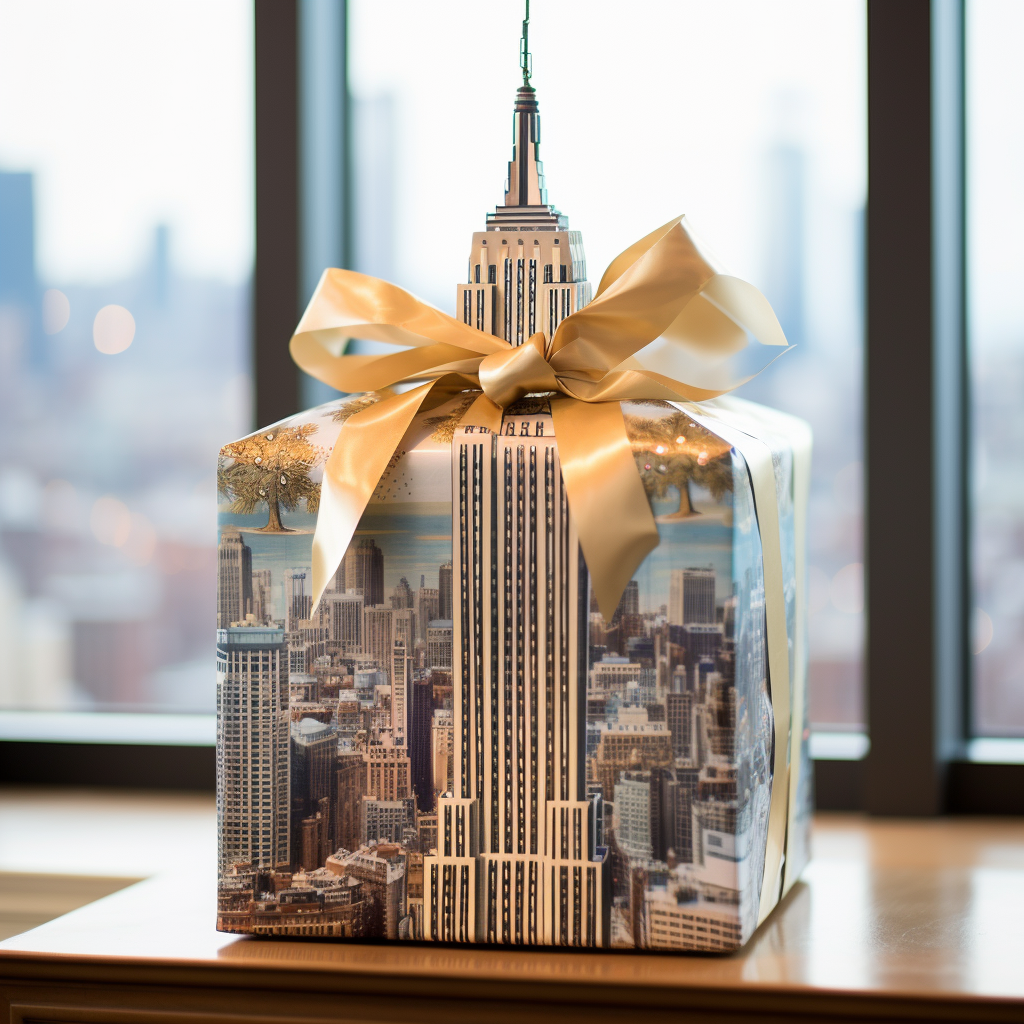 Empire State Building gift wrapped in New York