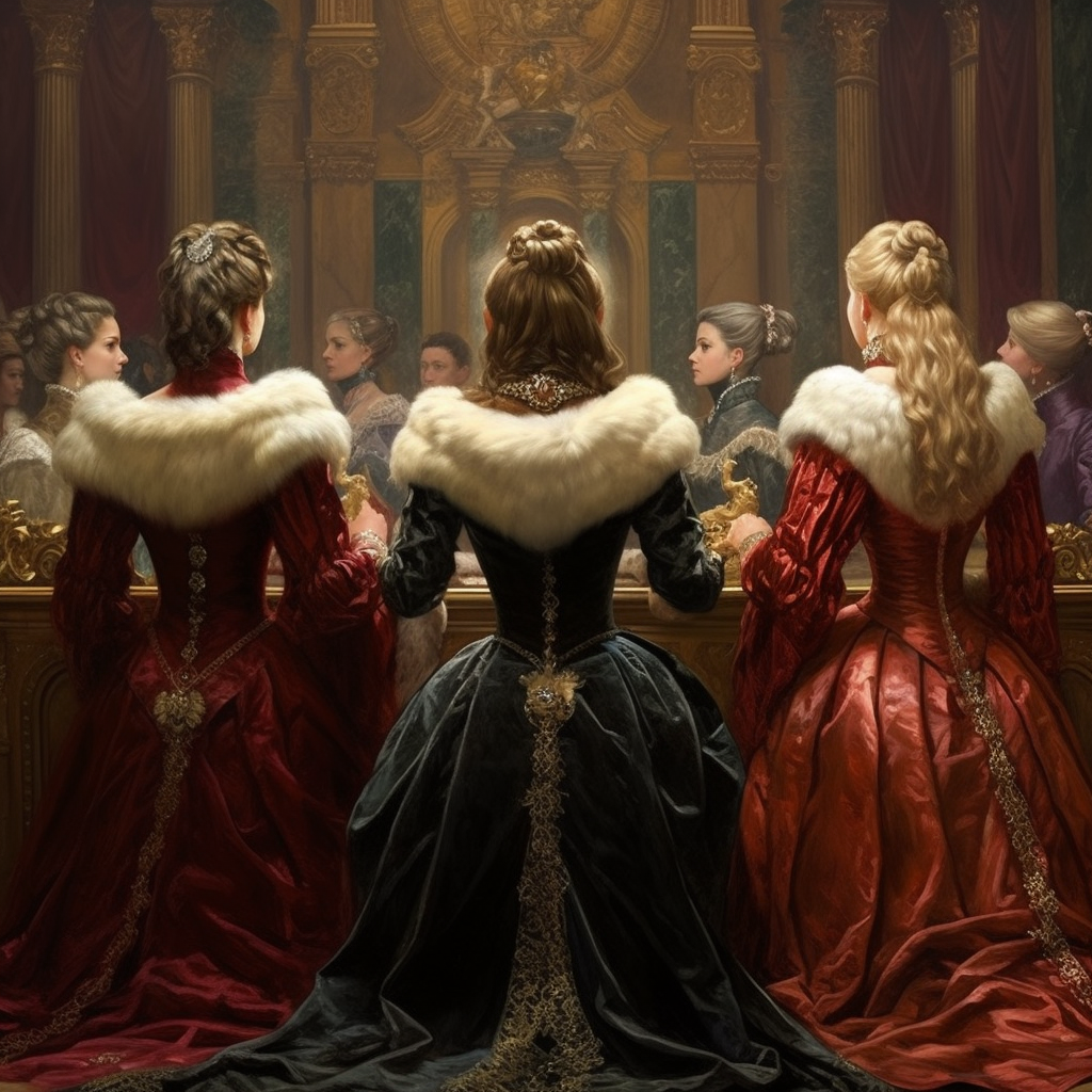 Empress and her ladies addressing empire's senate