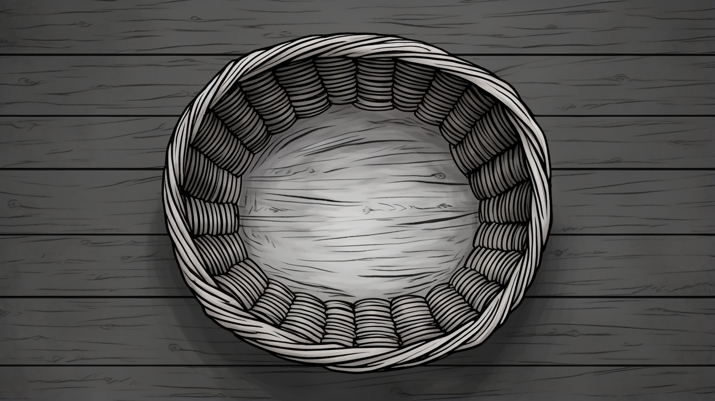 Blackline drawing of an empty basket