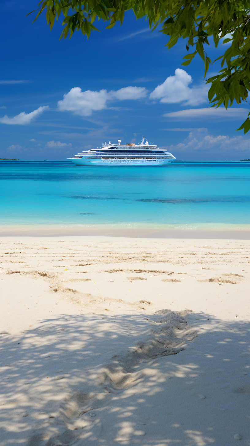 Beach view with cruise ship