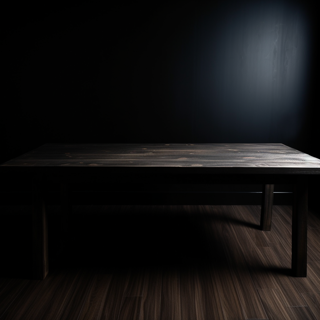 Empty black wood table on black background