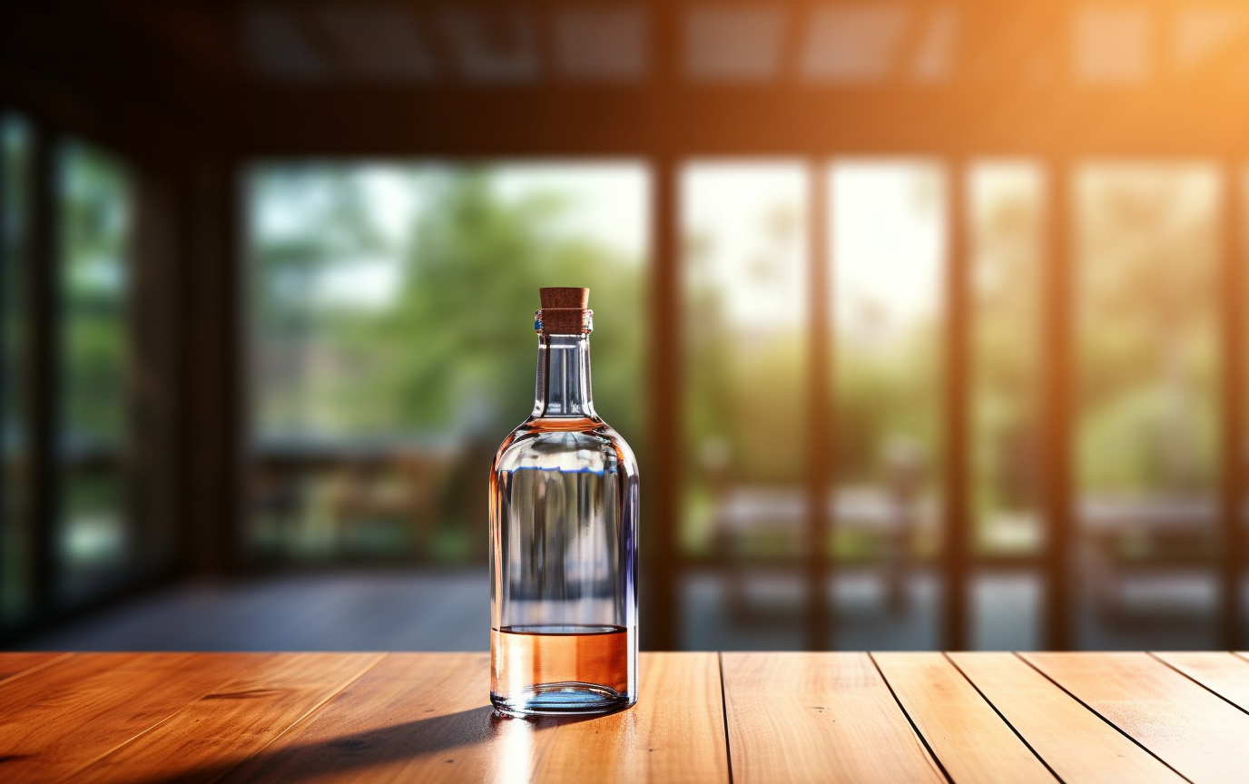 Clean modern empty bottle on table