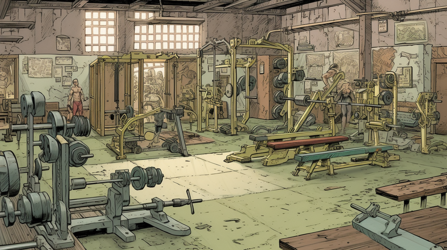 Empty gym in comic book style