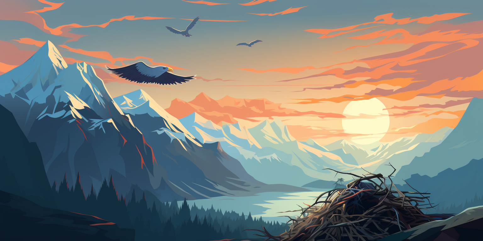 Beautiful Illustration of an Empty Eagle Nest