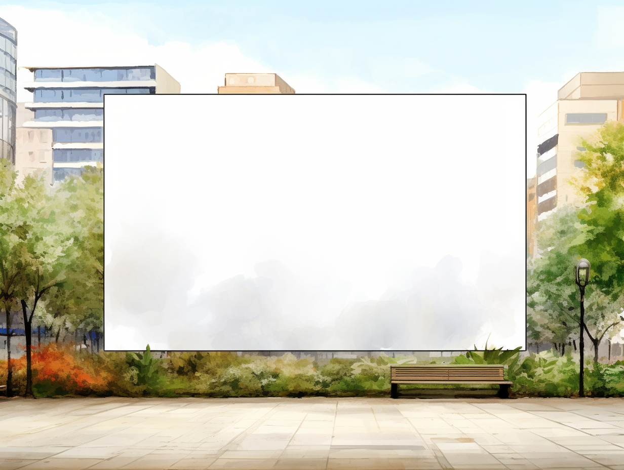 Big white empty screen in ecological city