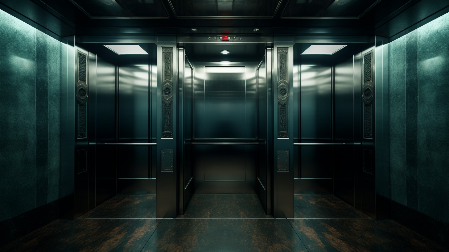 Hyperealistic empty elevator with buttons and door