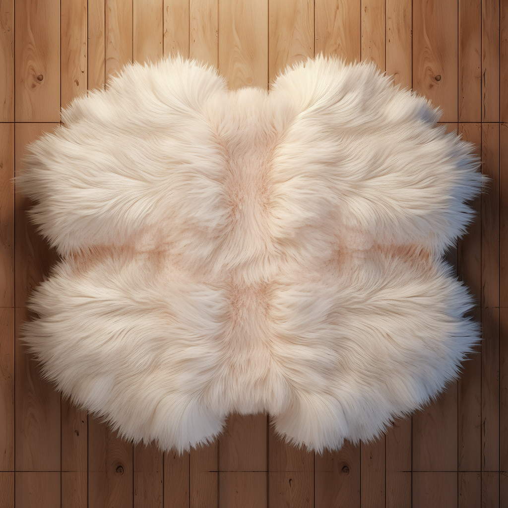 Empty furry rug in wood