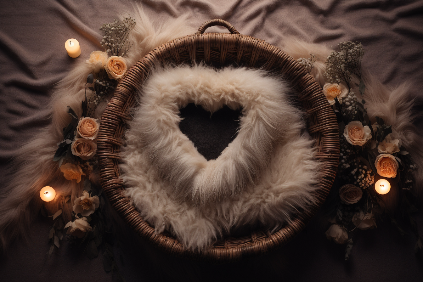 Empty Moses Heart Basket with Fluffy Blanket