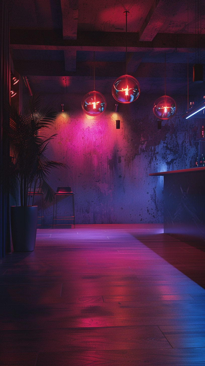 realistic empty nightclub summer scene