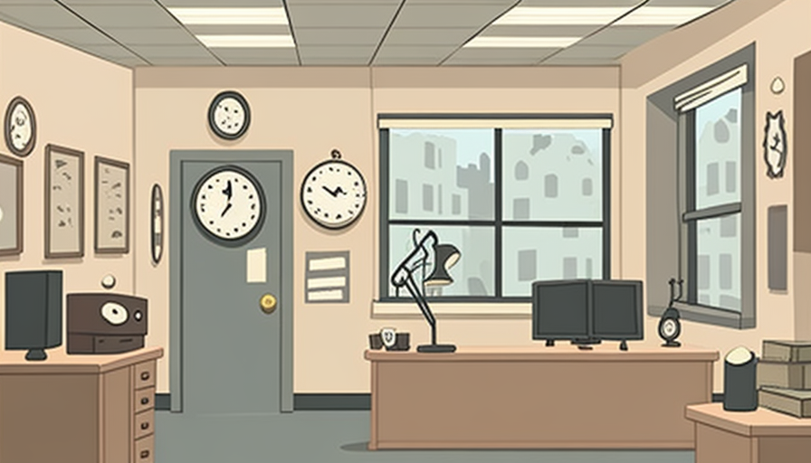 Empty Office Interior Clock Art