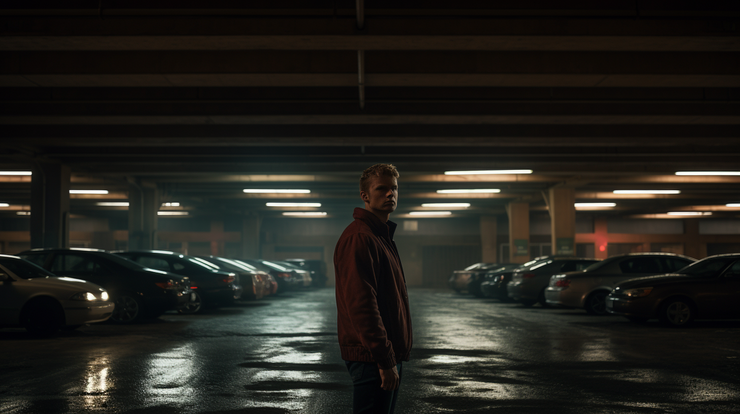 Alan Ritchson in an Empty Parking Garage