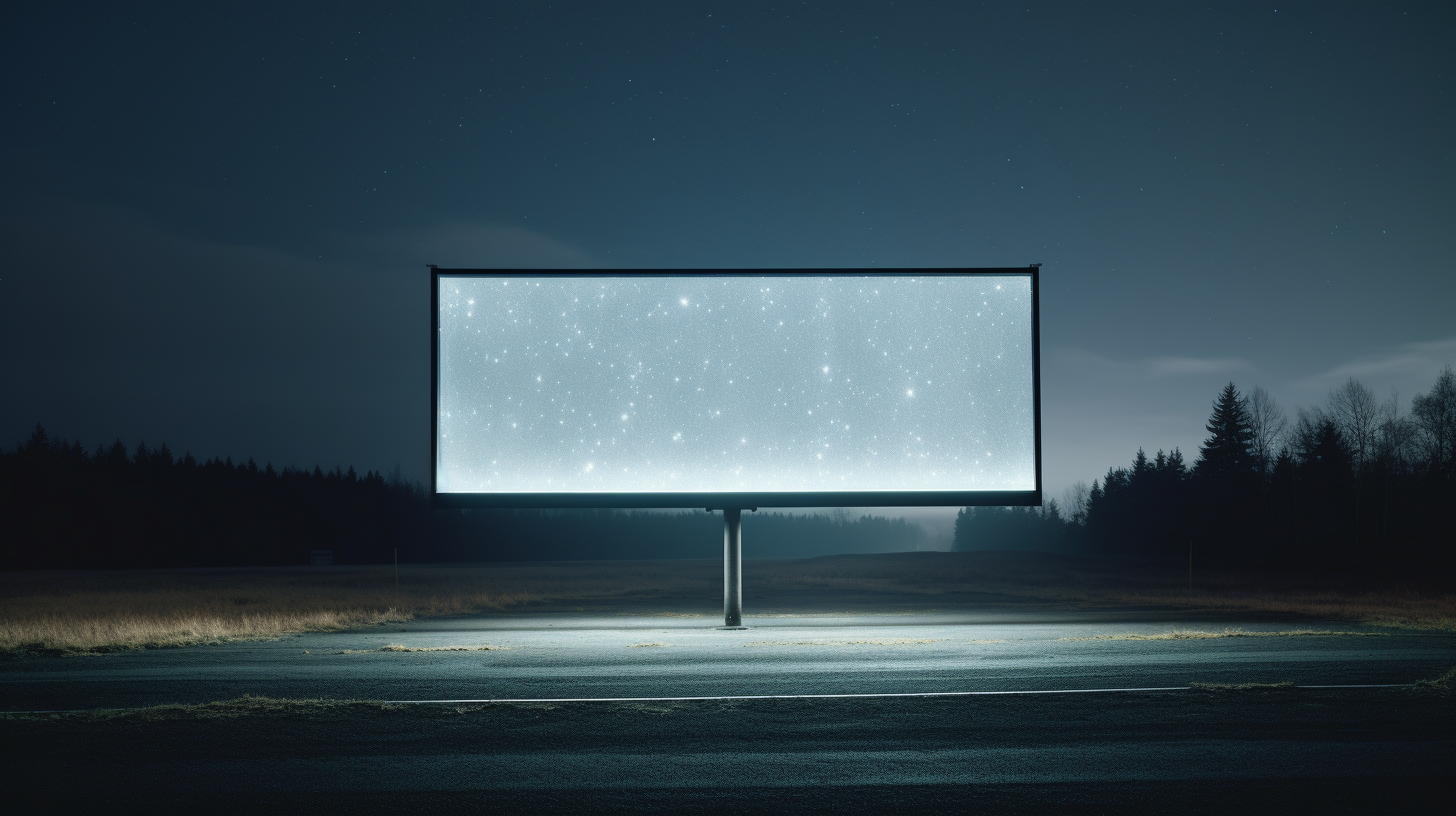 Billboard in Front of Empty Parking Space Next to Highway