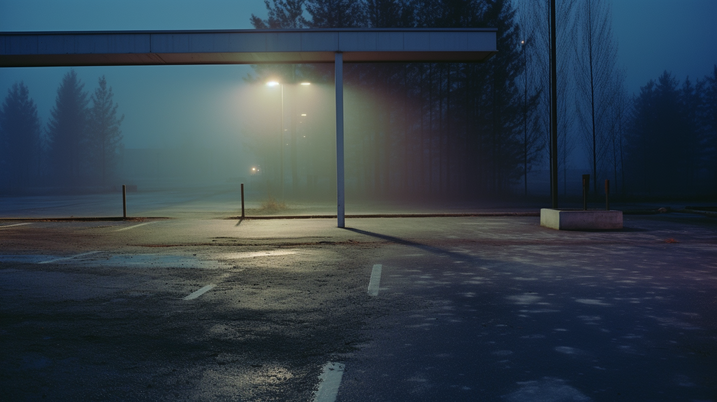 Night sky above empty parking space in Sweden