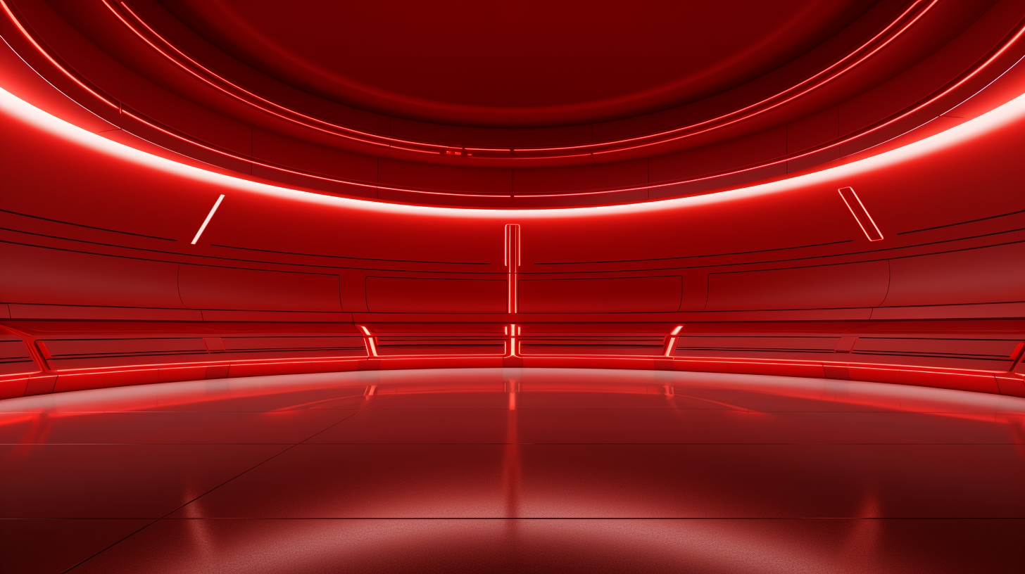 Empty futuristic room with vibrant red colors