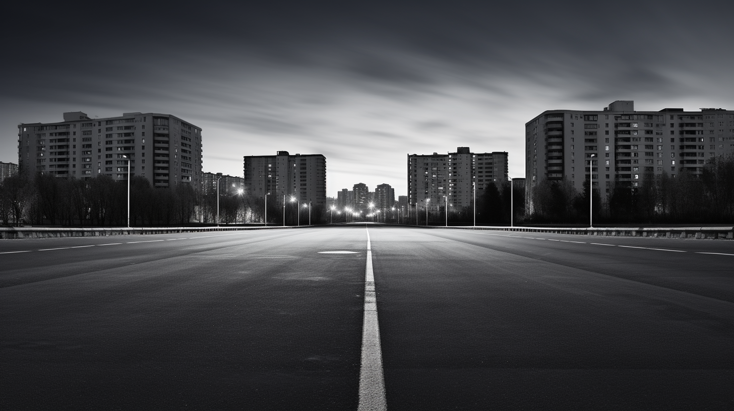 Empty street with skyline in Germany