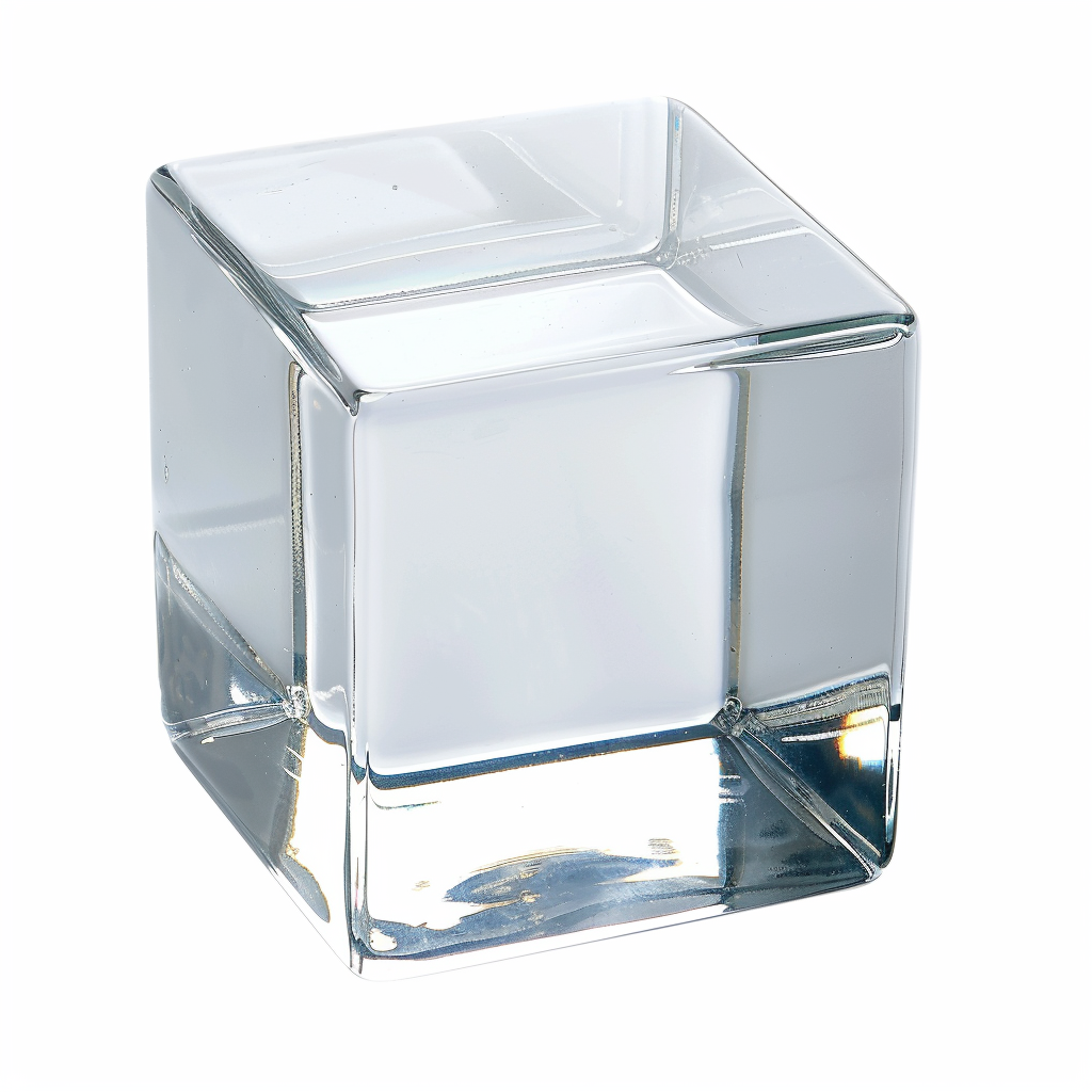 Empty Glass Cube White Background