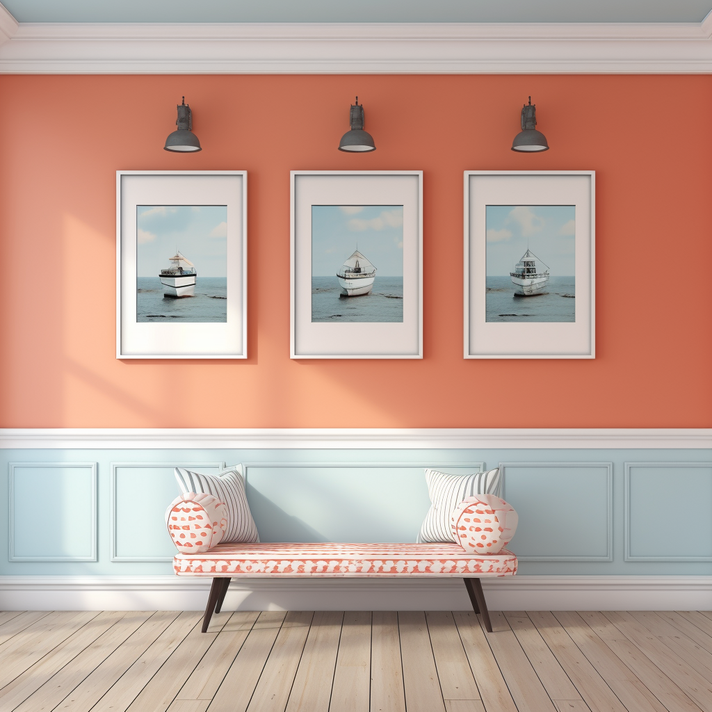 Coast Guard Themed Empty Wall with Frames