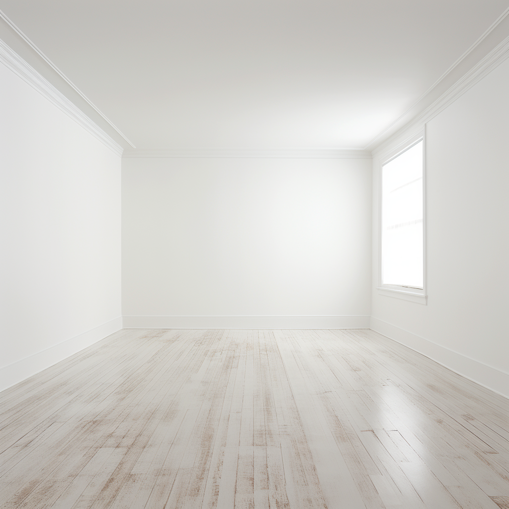 Spacious empty white room with minimalist decor