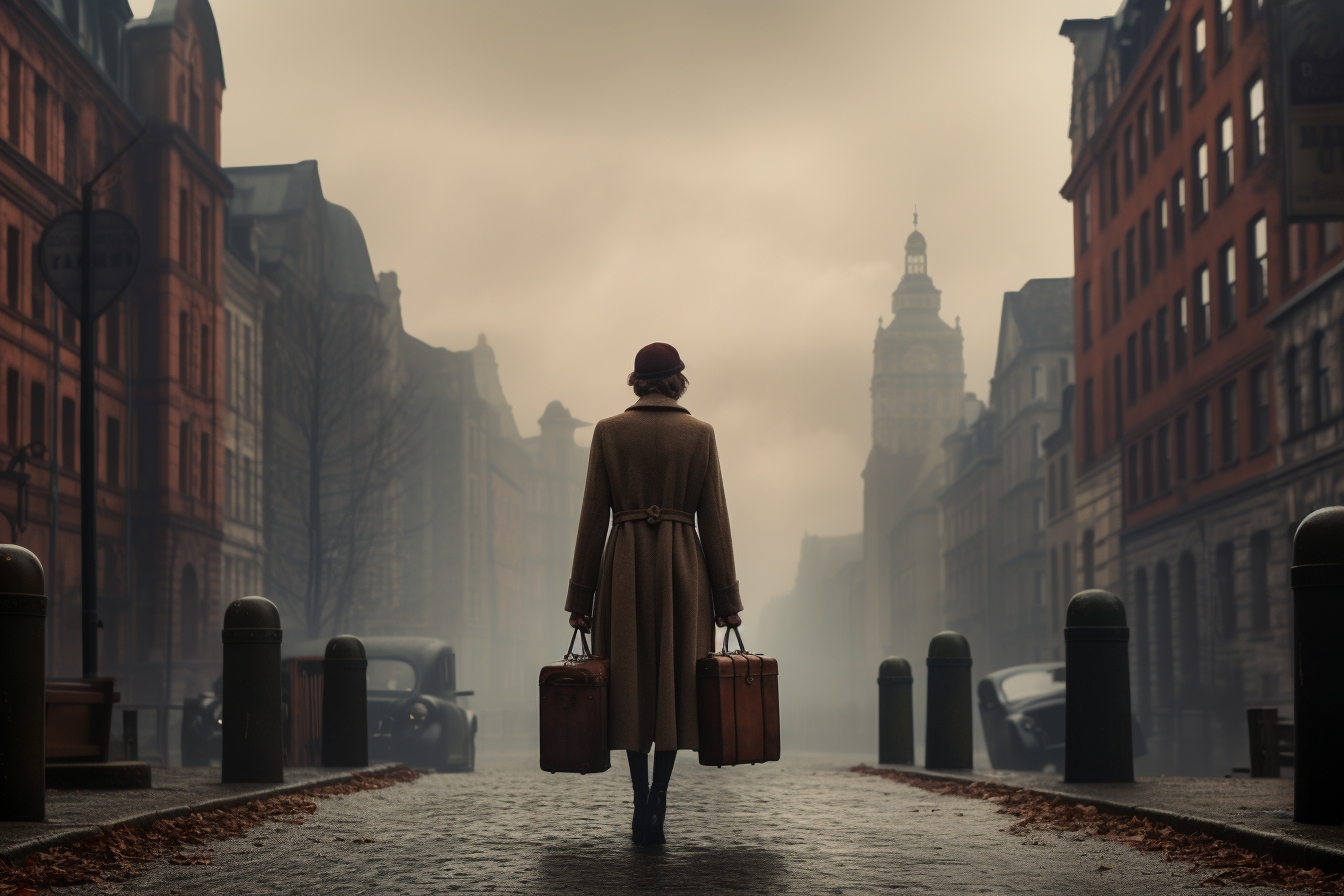 Woman Walking in 1920s Berlin Street