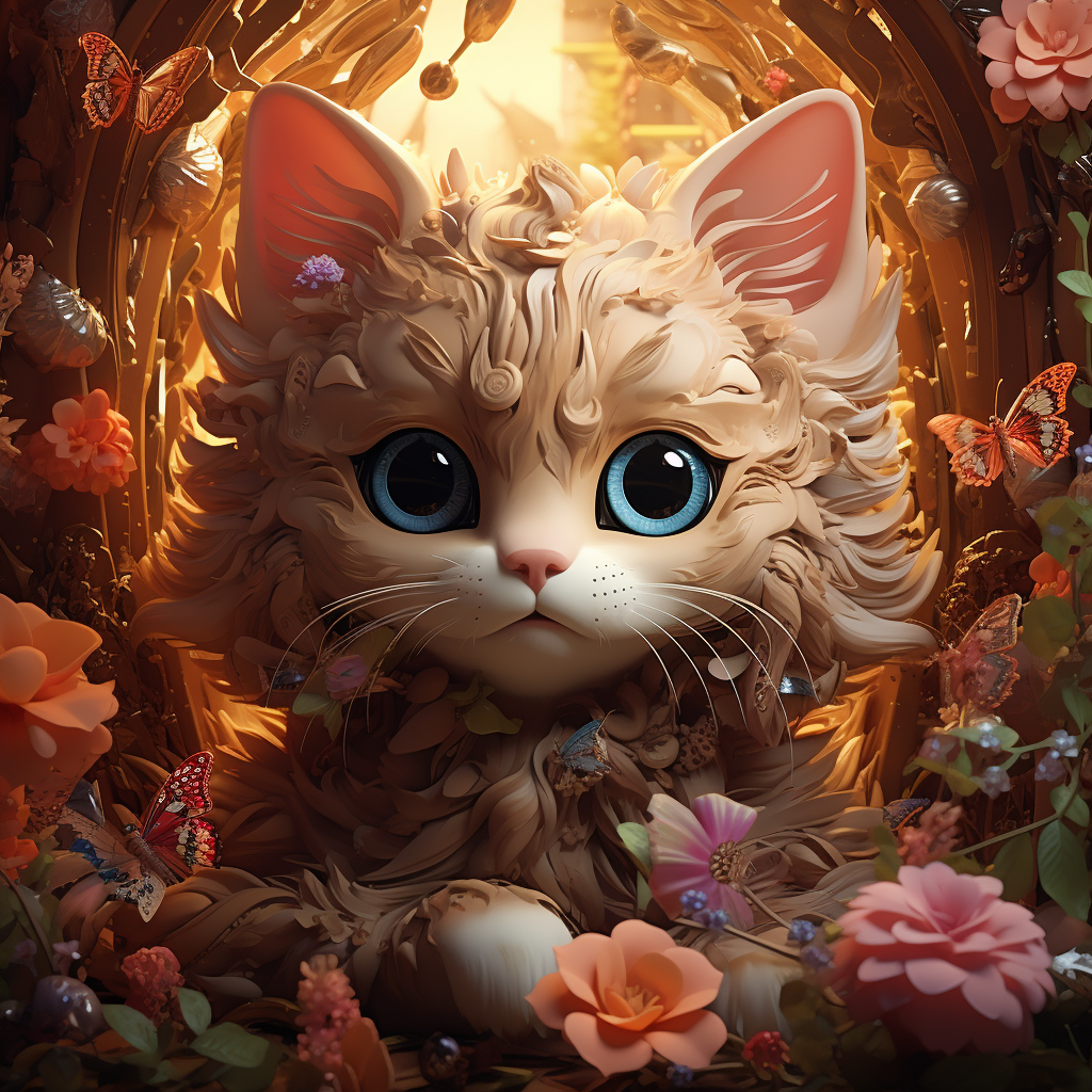 Beautifully Detailed Enchanted 3D Cat