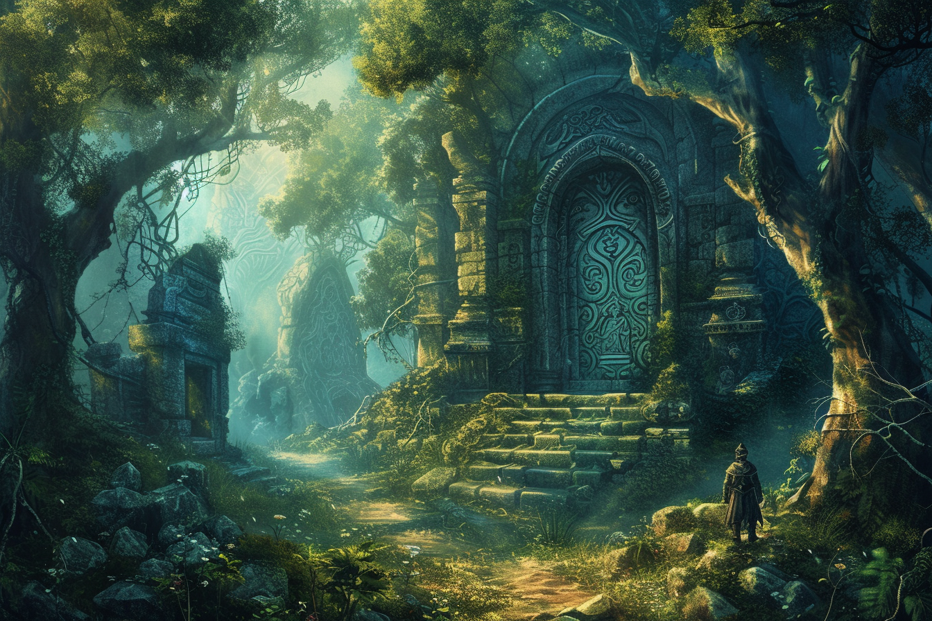 Enchanted Forest Mysterious Map Ancient Temple