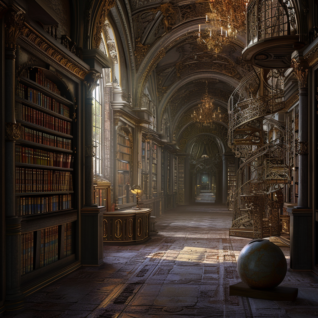 Enchanted library surrealism photorealistic uplift