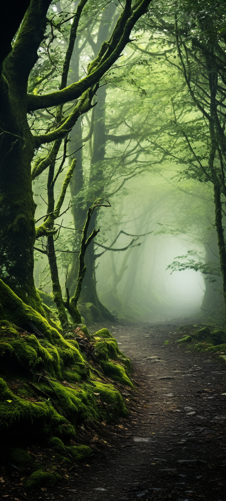 Enchanted misty forest photo realistic