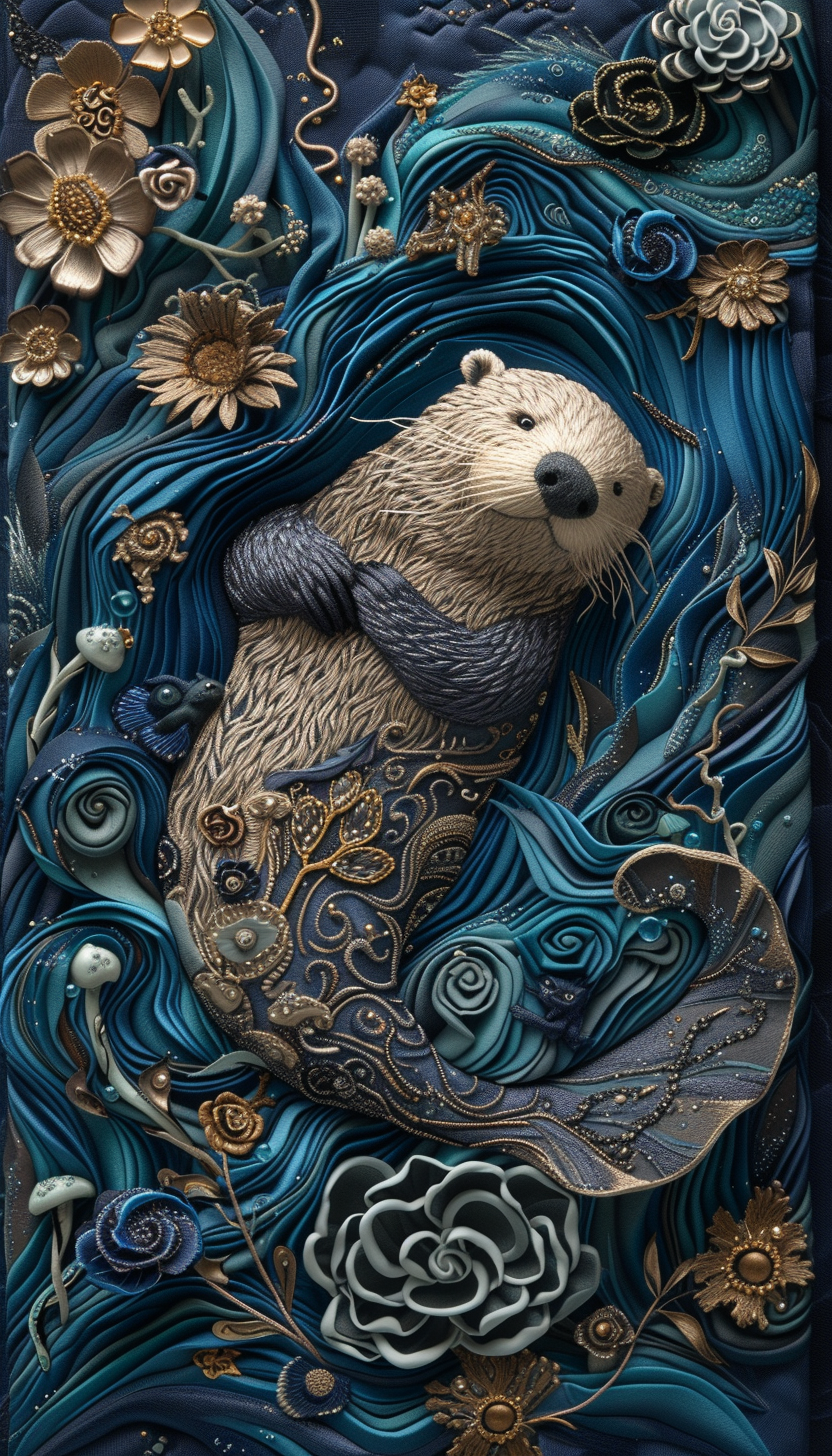 Enchanted Ocean Sea Otters Fairytale Fantasy Art Image