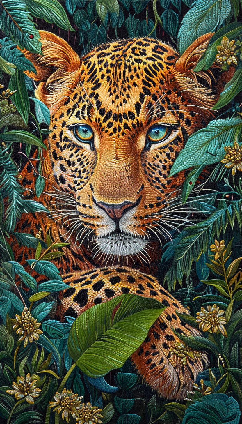 Enchanted Safari Leopard Print Acrylic Painting