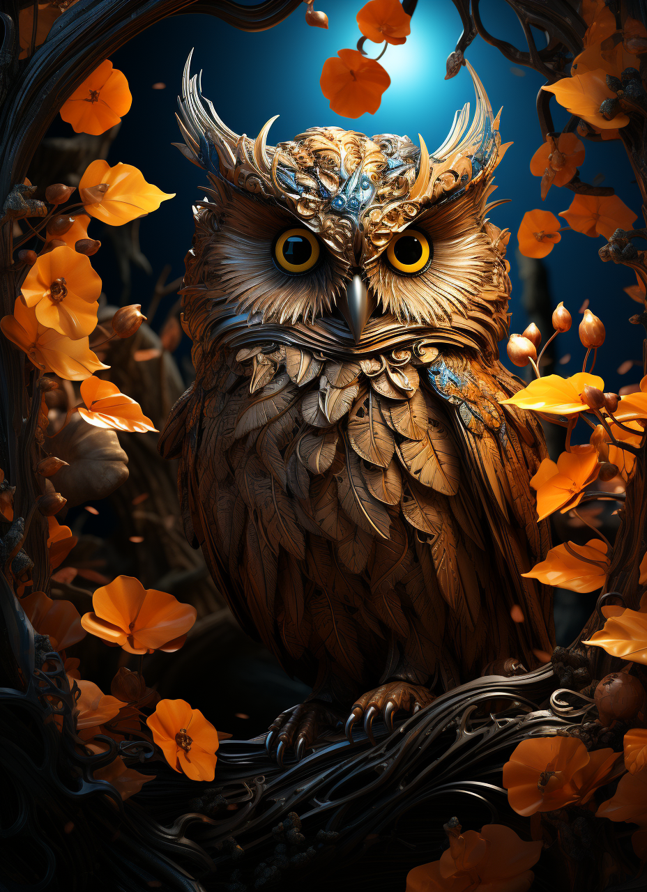 Coloring image of wise old owl