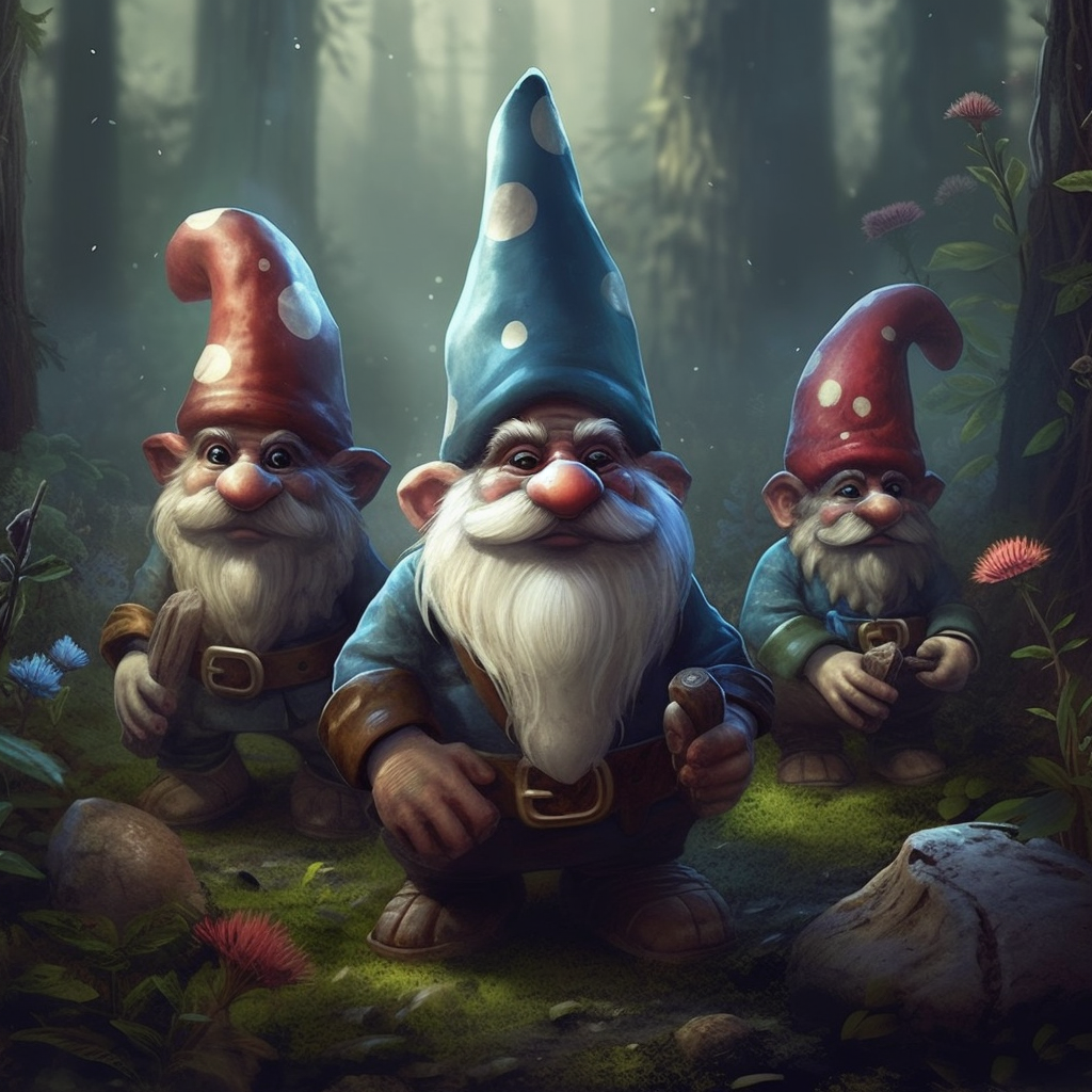 Gnomes facing magical forest challenges