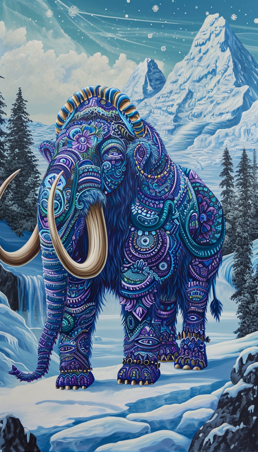 Enchanted Glacier Mammoth Patterns Painting