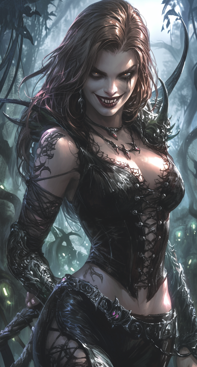 Evil-eyed enchantress with Nordic mythology souls