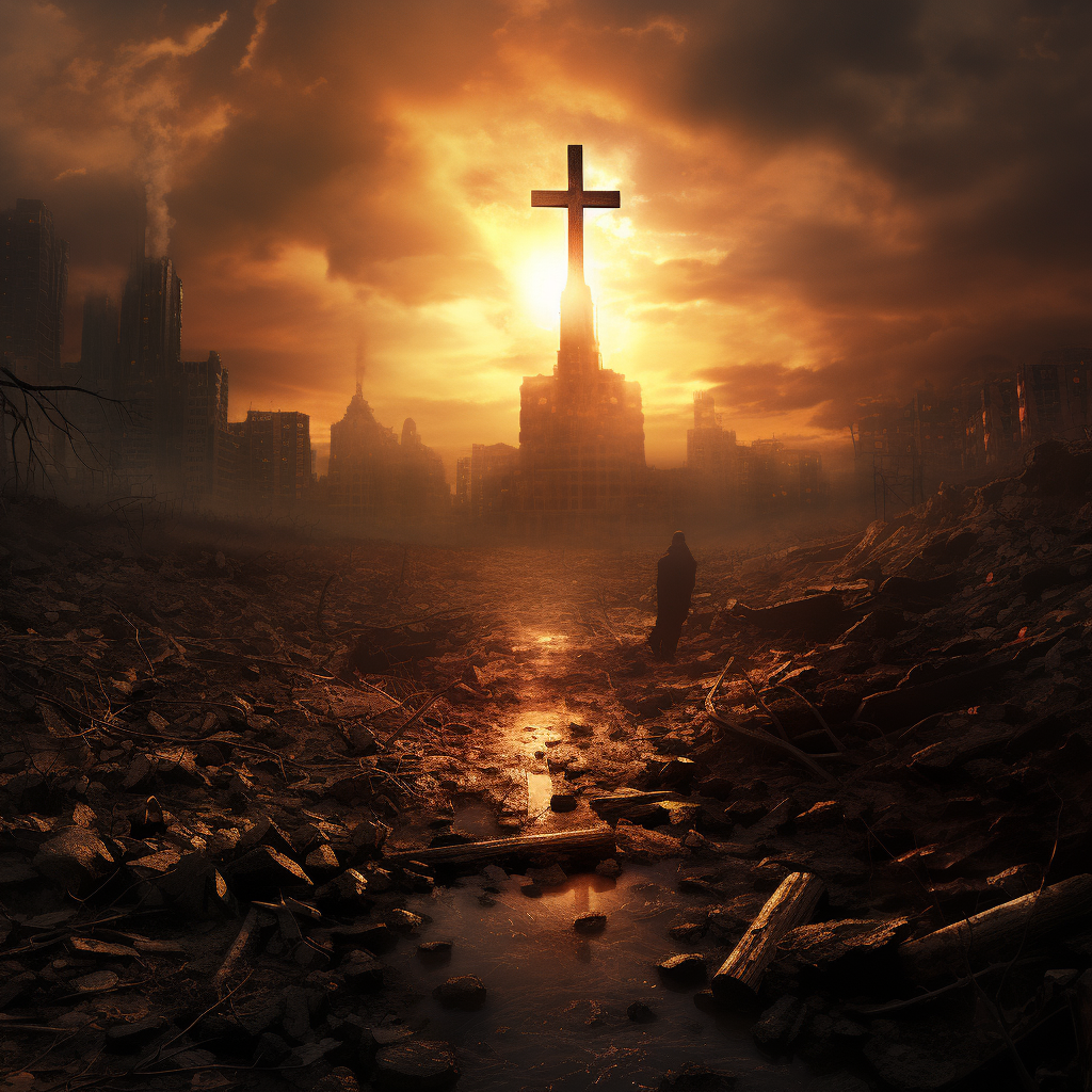 Apocalyptic scene depicting the end of Christianity